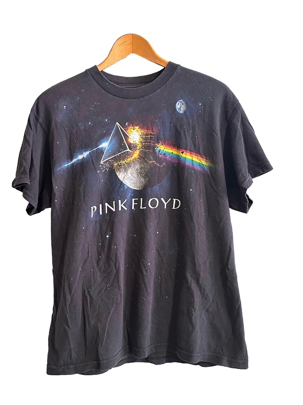 Vintage Pink Floyd Black T-Shirt L Large Moon Cosmic Prism Pyramid Galaxy Y2K 00